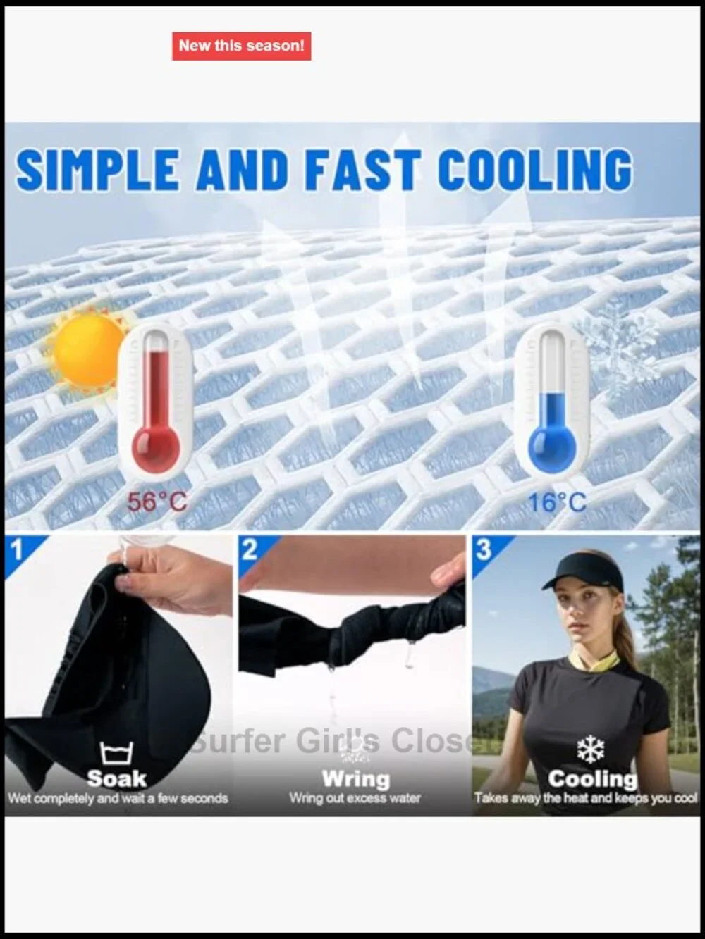 Cooling Stretchy Sun Visor UPF 50+ Adjustable Lightweight